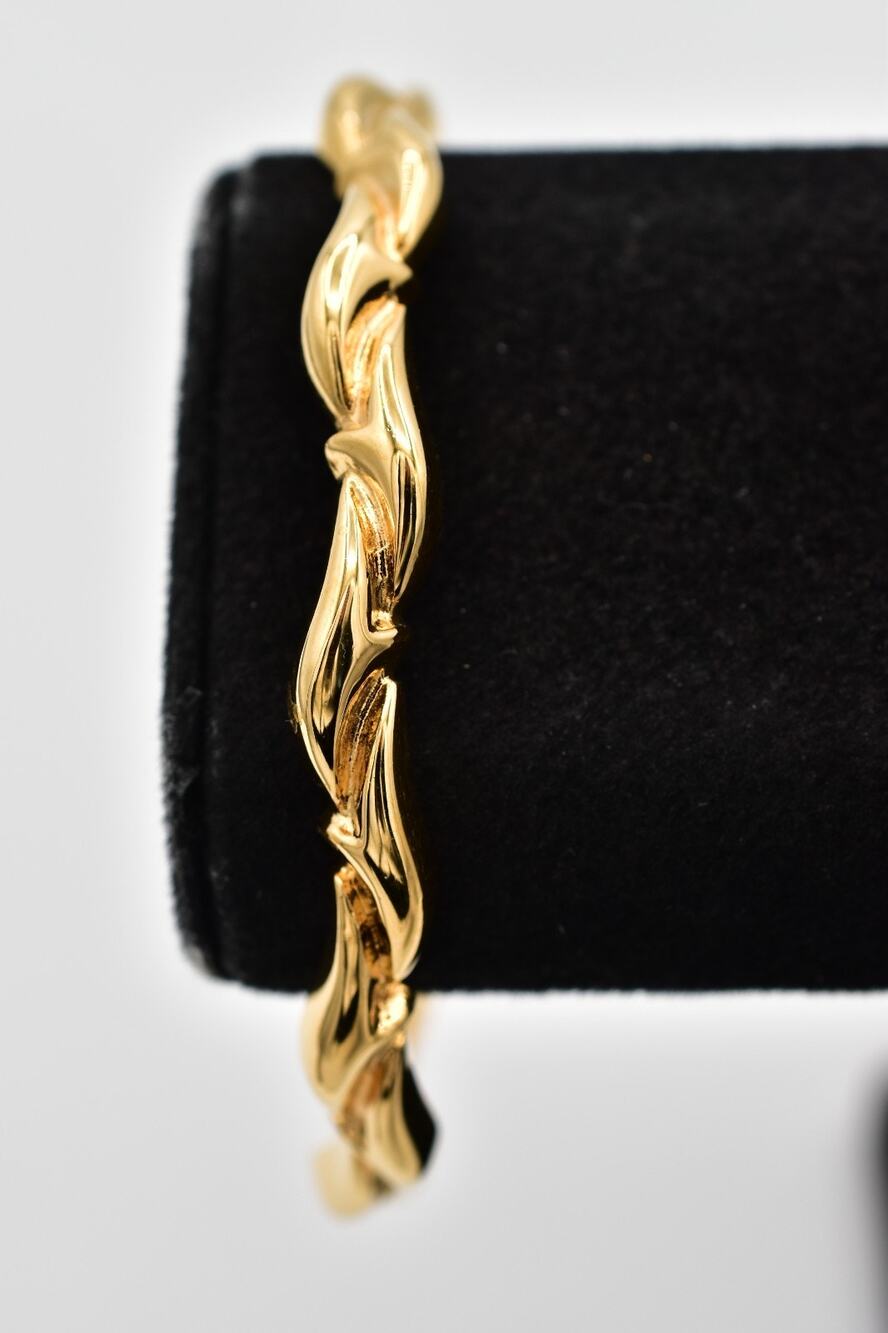 Vintage Monet Gold Sculptural Twist Bangle Bracelet Modernist Statement 90s BinD